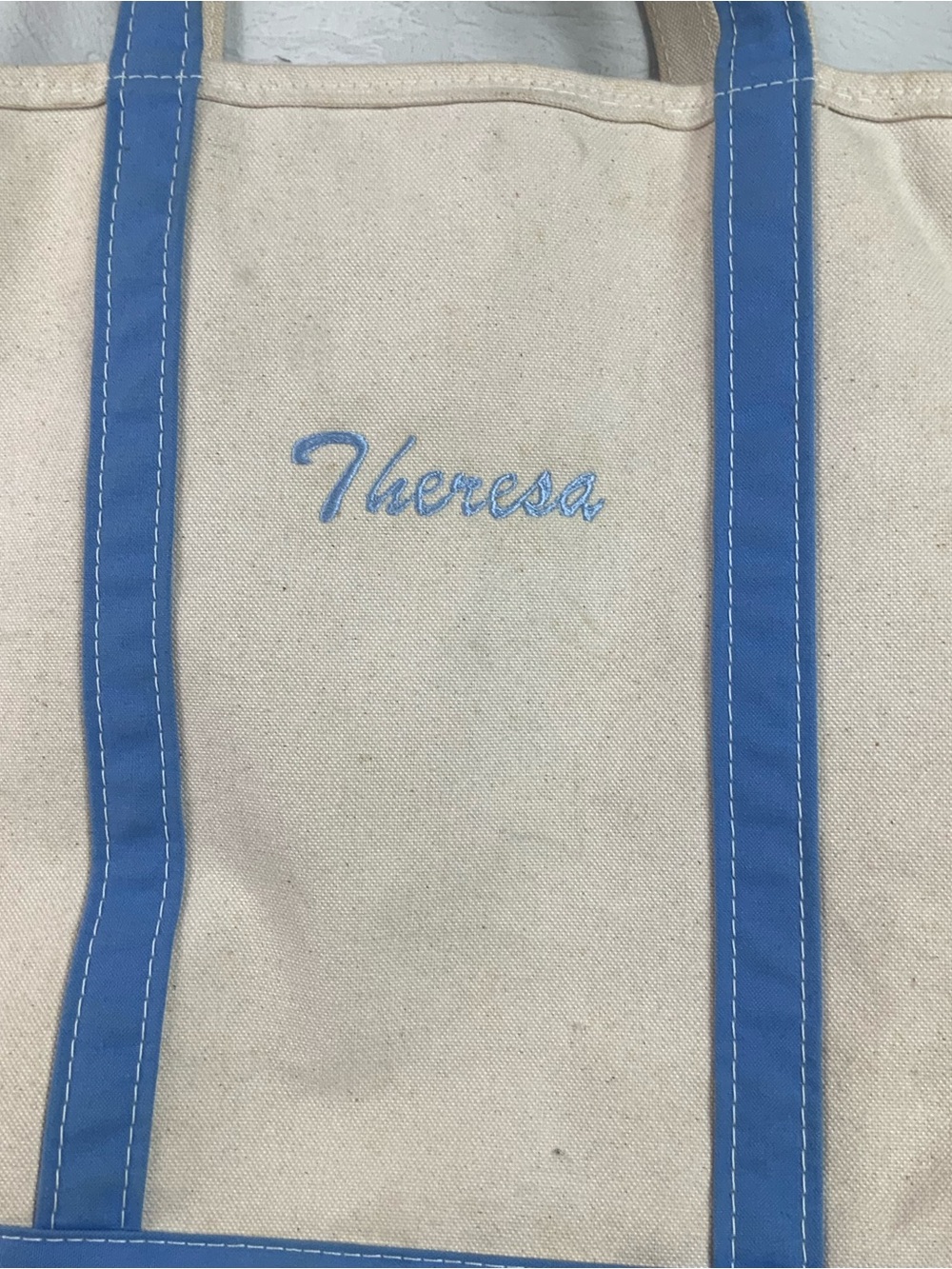 L.L. Bean Boat and Tote Extra Large XL Canvas Bag Zip Top Blue Heavy Duty - Picture 8 of 16